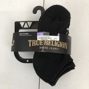 True Religion Socks Boys 5 Pairs Half Low Cuts Black size 4-6.5 Shoe 3-8.5